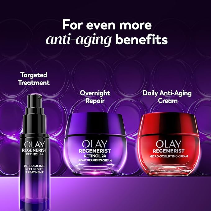 Olay Retinol Night Cream for Women, Anti-Aging Face Moisturizer, Fragrance-Free, Gift for Women, Non Greasy - Anti-Wrinkle, Hydrating Skin Care - Triple Collagen Cream, Peptide, Niacinamide, 1.7oz