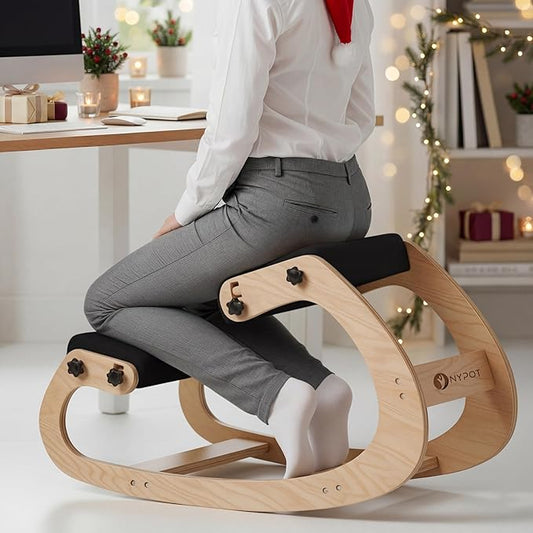 NYPOT Ergonomic Kneeling Chair with Adjustable Seats - Knee Chair for Posture Correction & Kneel Rocking Stool for Desk - Back Pain Relief for Home and Office, Supports 250 pounds - 5 Years Warranty