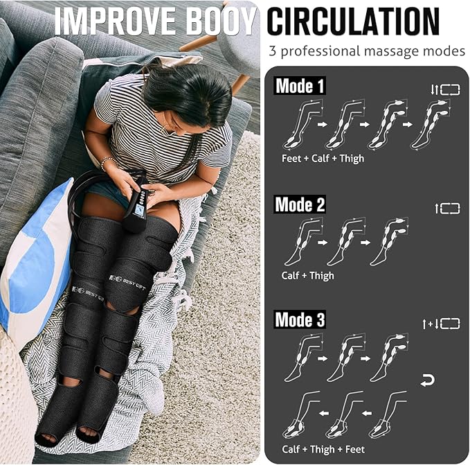 Gifts for Mom, Dad, Men, Women & Loved Ones – Air Compression Leg Massager with Heat – Ideal for Christmas, Mother Day & Father Day – Relieves Muscle Fatigue for Feet, Legs, Calves, Thighs, and Knees