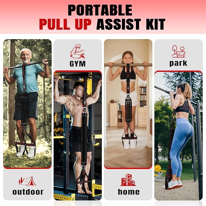 Pull Up Bands, Heavy Duty Resistance Bands with Handle, Workout Bands for Pull Up Bar, Pullup Assist Band Set for Exercise, Full Body Workout, Home Gym for Enhanced Strength, Muscle Training