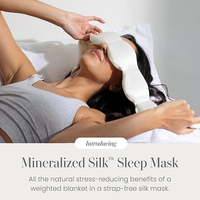 Nodpod Gentle Pressure Silk Sleep Mask | Strap-Free Design for Sleeping, Travel & Relaxation | Bead Filled, Machine Washable (Pearl)