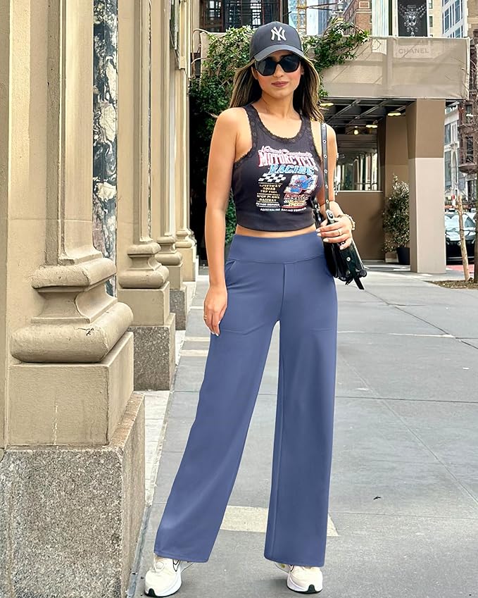 G4Free Yoga Pants Women Wide Leg Pants with Pockets High Waist Stretch Dress Casual Sweatpants Petite/Regular/Tall