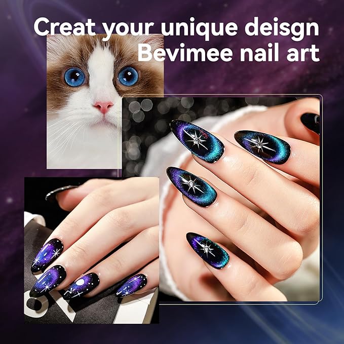 10 Colors 9D Cat Eye Gel Nail Polish, Magnetic Gel Polish Kit with Magnet Stick Galaxy Chameleon Effect Silky CatEye Nail Polish Nail Art Salon Manicure Home Ladies