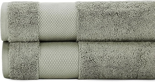 BIOWEAVES 100% Organic Cotton 700 GSM Plush Luxury Bath Towels for Bathroom 30" x 58" GOTS Certified - Sage, Pack of 2