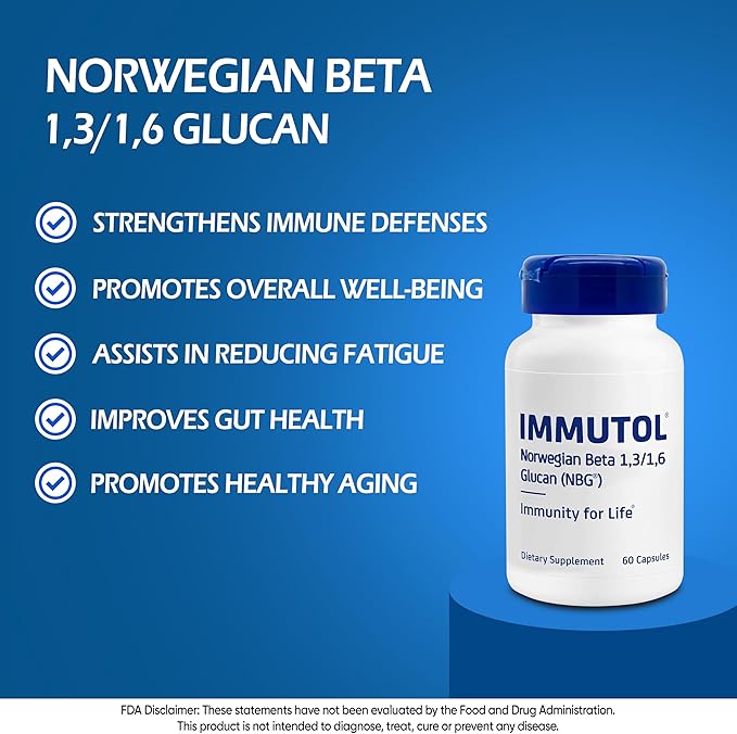 Immutol Immune Support Supplement with 750mg of Beta Glucan 1,3 1,6 - Natural Ingredients, High Potency to Boost Immunity and Overall Wellness, 60 Capsules (60)