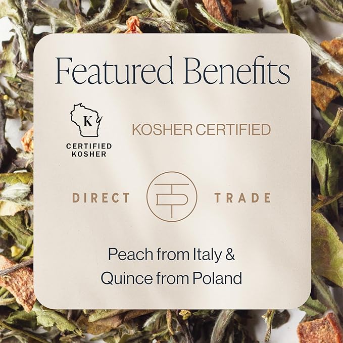 Rishi Tea Peach Blossom White Herbal Blend - Organic & Low Caffeine Loose Leaf Tea - 8.81 Ounces, 32+ Servings
