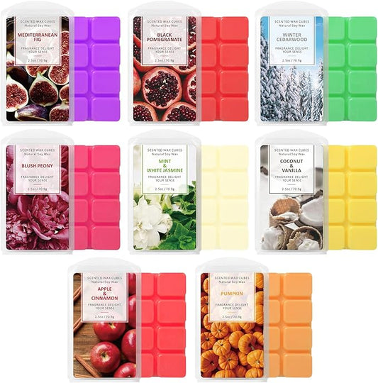 STRN Scented Wax Melts - 8 Pack Soy Wax Cubes for Warmers Candle Making Set Long Lasting Scented Suitable for All Seasons (8x70.9g)