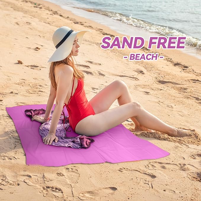 Microfiber Beach Towel-Perfect for Travel, Sports, Camping, Swimming, Yoga, Gym- Quick Dry, Sand Free, Compact, Lightweight, Absorbent (Purple,Large(160x90cm, 63x35”))