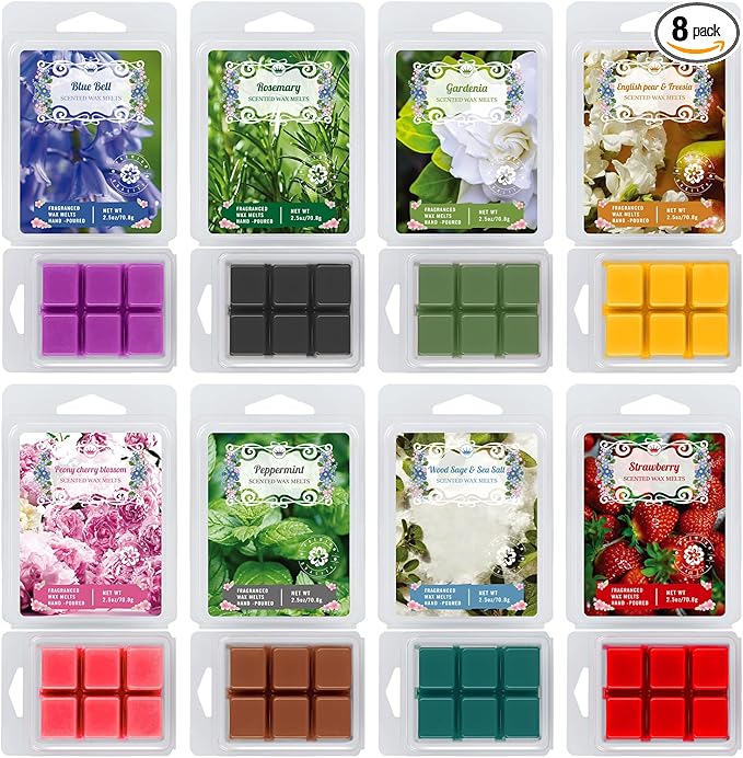 8 Natural Soy Wax fire-Free Aromatherapy Cube Gift Box, containing 8 Kinds of fragrances Such as bluebells, are Safe and Pleasant, Helping You Create Aromatic Space.