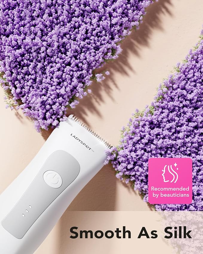 LADYSPOT™ Hair Finishing Trimmer Electric Shaver for Women, Women Shaving Sets, with 3 Guard and Replaceable Ceramic Blade Heads, LADYSPOT™ Pubic Hair Trimmer Kit Sets-(White)