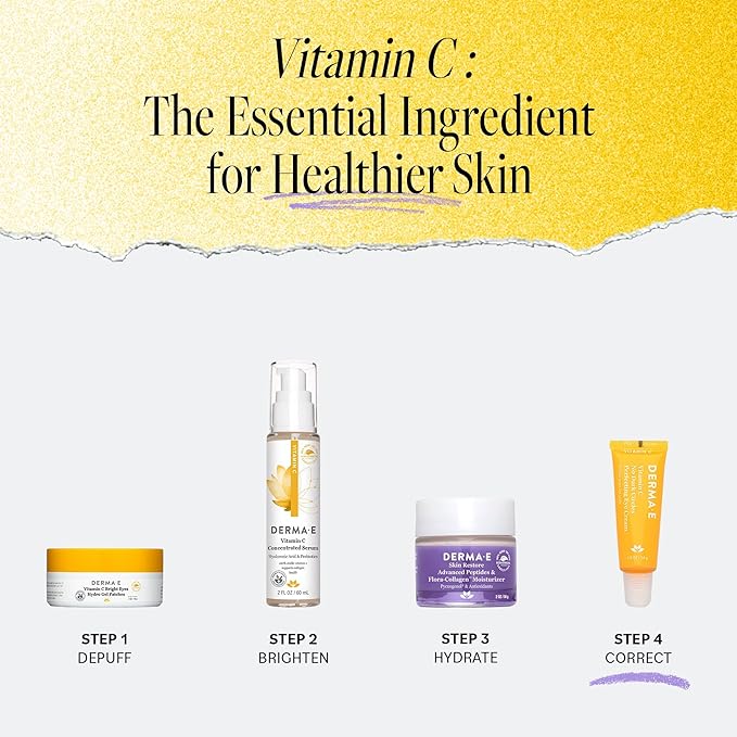 Derma E Vitamin C No Dark Circles Perfecting Eye Cream, 0.5 Oz, Color Correcting Vitamin C Eye Cream with Turmeric and Caffeine for Fine Lines and Undereye Puffiness