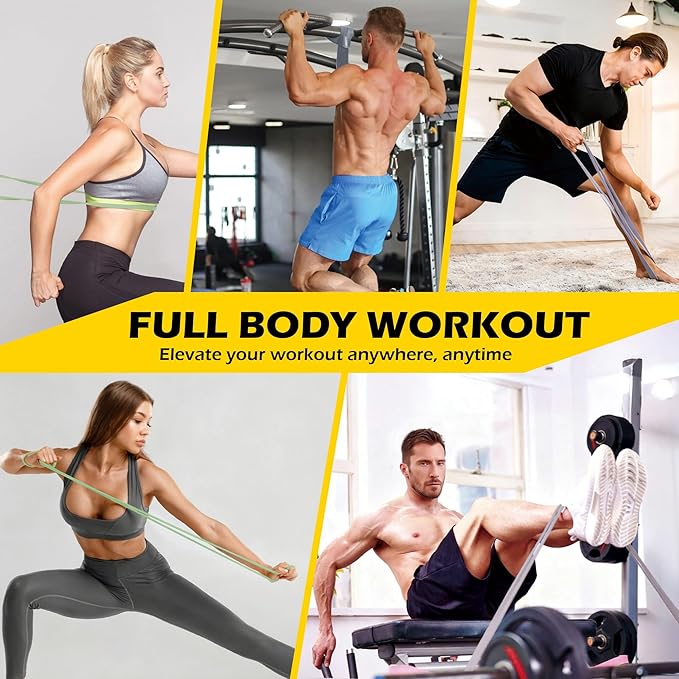 Pull Up Bands, Resistance Bands Set for Pull-Up Assistance, Exercise Bands with Door Anchor & Grip Pads for Men & Women Working Out, Physical Therapy, Muscle Training