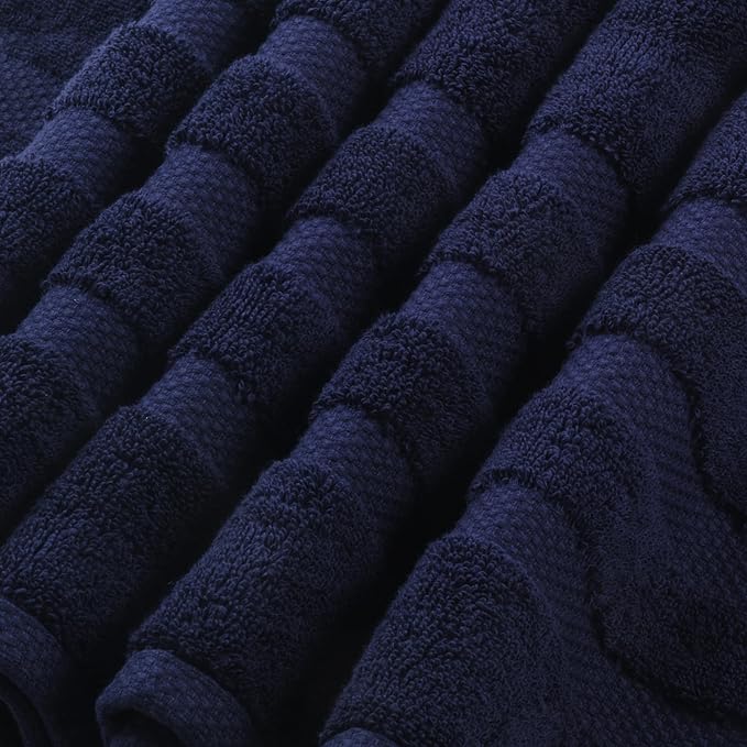 SOFE H&L | Olea Luxury Cotton Turkish Bath Towels Set of 4 Navy Blue | Premium, Soft, Durable, Absorbent | Hotel Quality Plush Towels and Thick Towel Sets