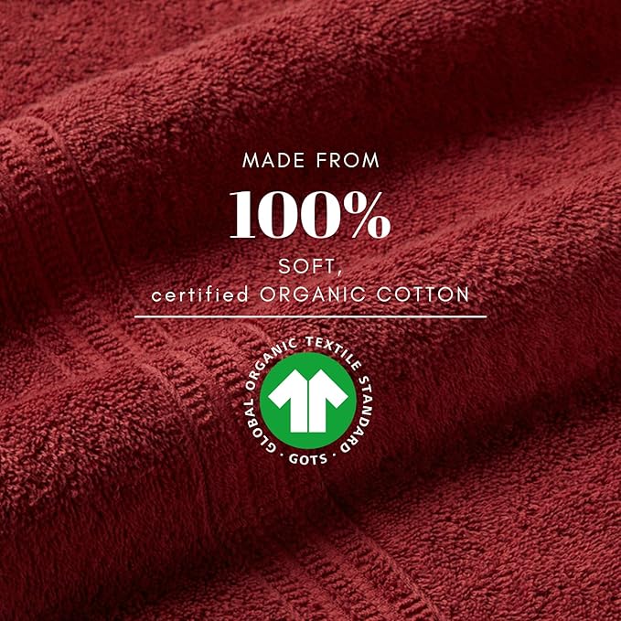 HOMELOVER 4 Piece Luxury Bath Towel Set - 100% Organic Cotton, 500 GSM, Hotel Quality, Highly Absorbent, Soft & Quick Drying Bathroom Towels for Showering, Washing & Guests (Berry Red)