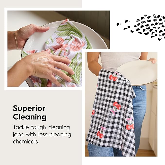 GEOMETRY Spring Kitchen Towels - Quick Dry Microfiber Cloth Spring & Summer Dish Towels for Kitchen Drying - Premium Quick Dry Towel - Soft Flora 18" x 30" (1 Pack)