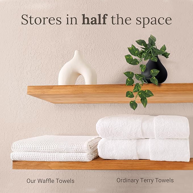 GILDEN TREE Waffle Bath Sheet Large Bath Towels Quick Dry Thin Body Towels, 40x80 Oversized Bath Towels for Adults, 2 Pack Bath Sheet Set, Classic Style (Stone)