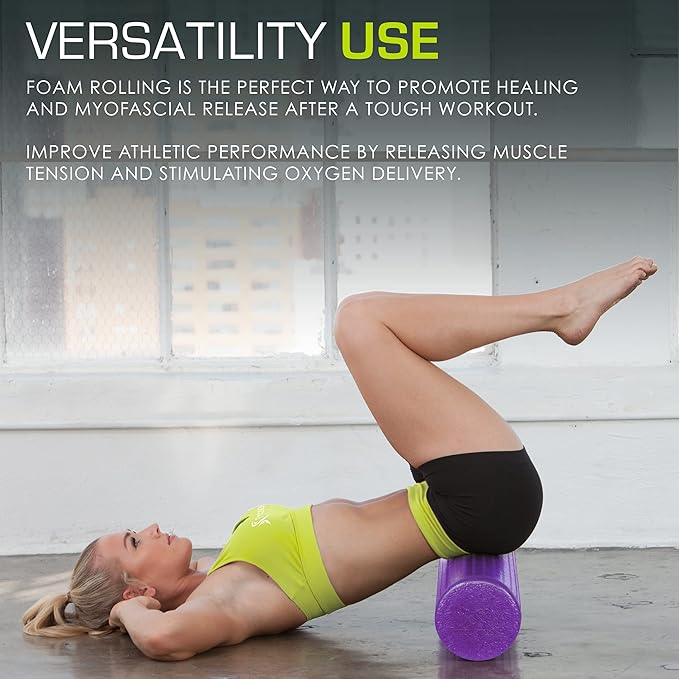 ProsourceFit High Density Foam Rollers 12 - inches Long, Firm Full Body Athletic Massage Tool for Back Stretching, Yoga, Pilates, Post Workout Muscle Recuperation