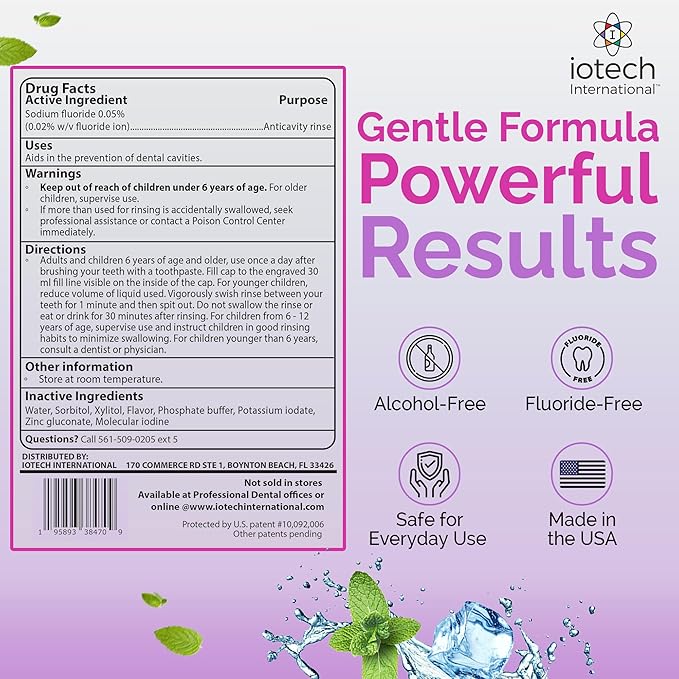 ioRinse Ready-to-Use (RTU) Mouthwash for Fresher Breath, Halitosis Relief, Alcohol-Free, Fluoride-Free and a Professional Clean, Original ioRinse RTU Mouth Wash, Zero Alcohol - Soft Mint Flavor, 1L