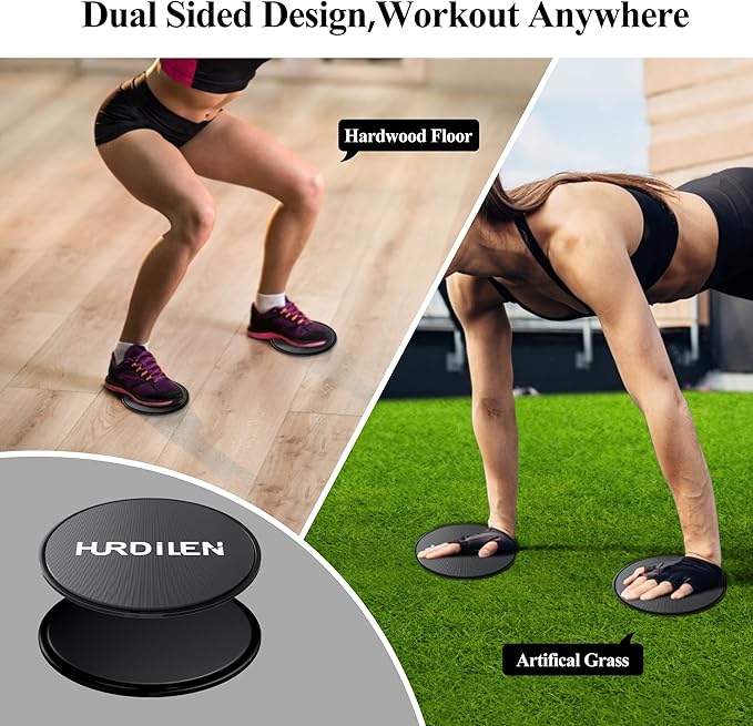 Core Sliders, Exercise Gliding Discs Dual Sided Use on Carpet and Hardwood Floors, Lightweight and Perfect Fitness Apparatus for Training Abdominal Core Strength