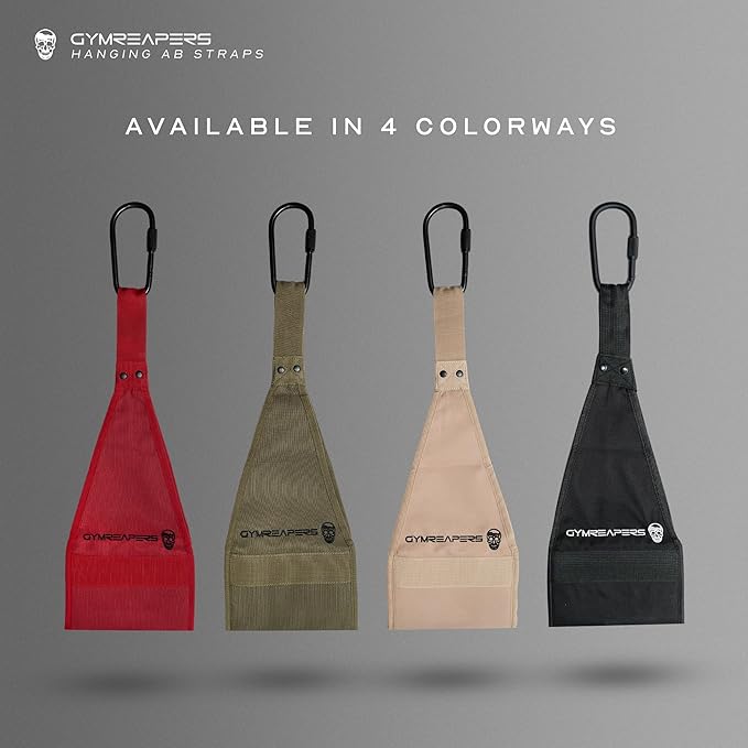 Gymreapers Hanging Ab Straps for Pull-Up Bar — Hang Bar Assist Strap & Strength Workout Exercise Equipment, Padded Adjustable Arm Supports with 2 Steel Carabiners for Leg Raises, Abdominal & Core Training