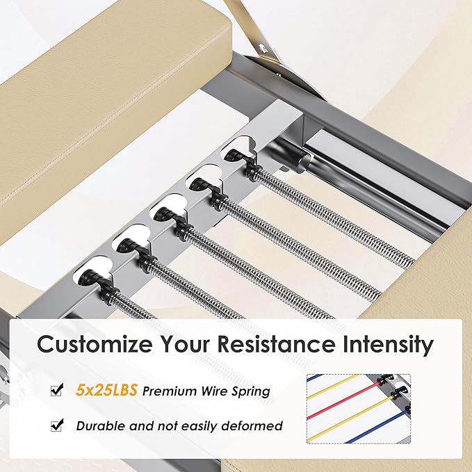 DlandHome Pilates Reformer, Foldable Pilates Reformer Machine with Springs & Resistance, Suitable for Advanced and Beginners Users Adjustable Pilates Equipment for Full-Body Home Workout Up to 330 lbs