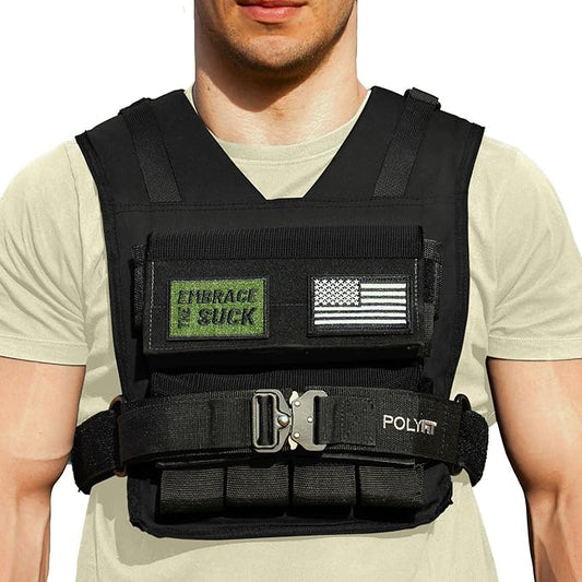 Polyfit (Warrior) Adjustable Weighted Vest - 25lb | 35lb | 45lb - Weight Vest with Adjustable Iron Weights for Men and Women for Workouts, Strength Training, Rucking