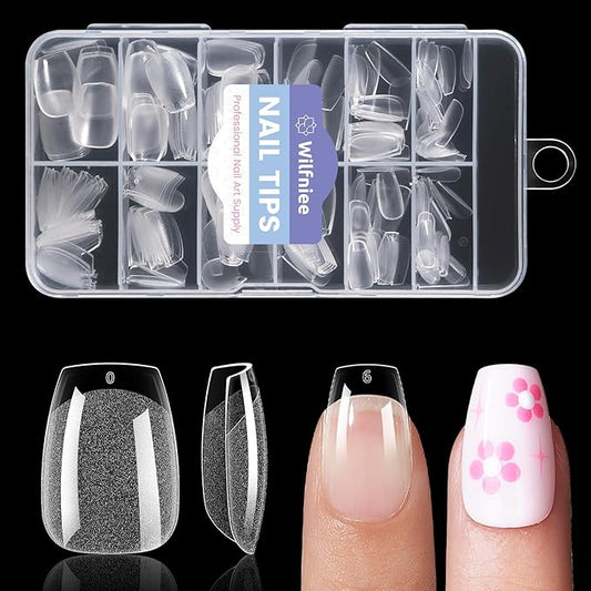 Extra Short Coffin Nail Tips: 240PCS Clear Gel Short Coffin Nails Tips, 12Sizes Full Cover Acrylic Pre-shaped Press on Fake Nail Tips for Nail Extension Home DIY Manicure