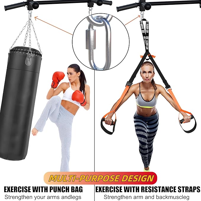 Pull Up Bar Joist Mounted -800 lbs Adjustabl Heavy Duty Chin Up Bar, Perfect for Garage, Beam and Rafter Mounting, Easy Installation Pullup Bar, Ideal for Multiple Grip Options