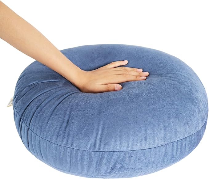 Round Throw Pillow 16x16 Down-like Polyester Super Soft Ultra Fluffy Feather-like Touch Round Cushion for Couch Decorative Circle Round Floor Pillow for Kids Bed Sofa, 1 Piece, Navy Blue