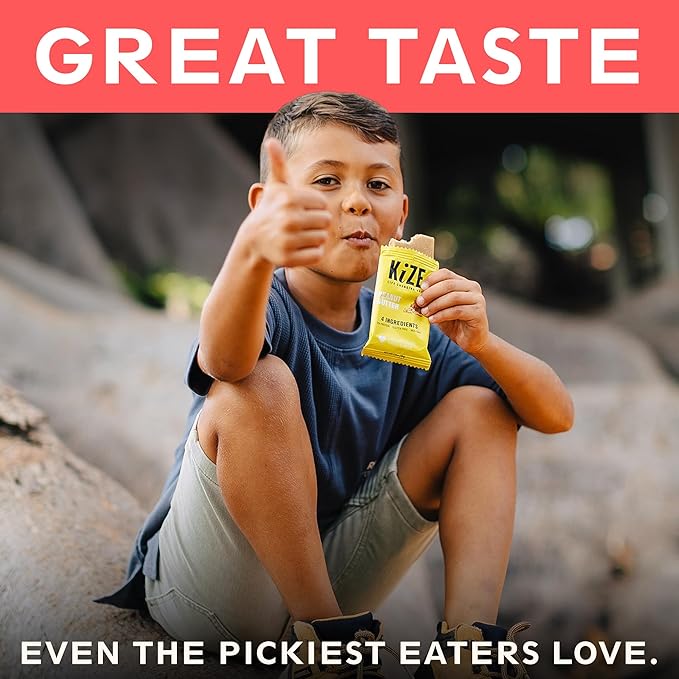 KiZE Energy Bars - Brownie Batter - 30-Count - Almond-Butter-Based, Gluten Free, Dairy Free, Non-GMO, and High Protein Meal Replacement Energy Bars, Clean and Simple Food Ingredients - 10g High Protein Snacks (30 Count)