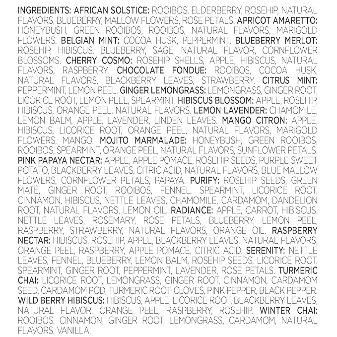 Tea Forte Warming Joy Holiday Herbal Premium Tea Chest Gift Sampler, 40 Count, 2 of each Variety Blend Individually Wrapped Handcrafted Pyramid Infuser Bags