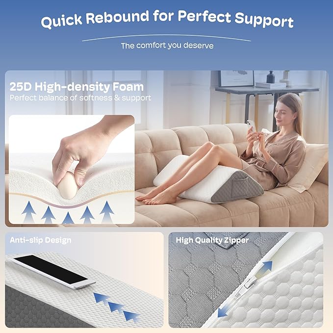 Leg Elevation Pillows for After Surgery Knee Wedge Pillow for Back Pain Relief Sleeping, Leg Wedges for Elevation Swelling Blood Circulation Leg Pillow for Back Hip Knee Ankle Leg Discomfort
