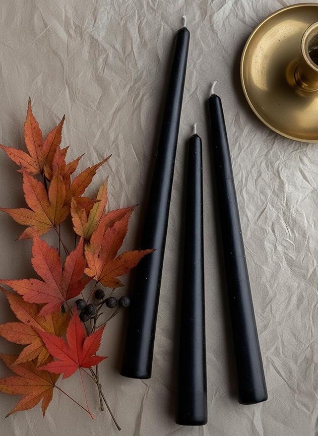 6 PK 10" Classic Taper Candles, Black, 7-8 Hours Long Burning, Unscented Tall Candlesticks