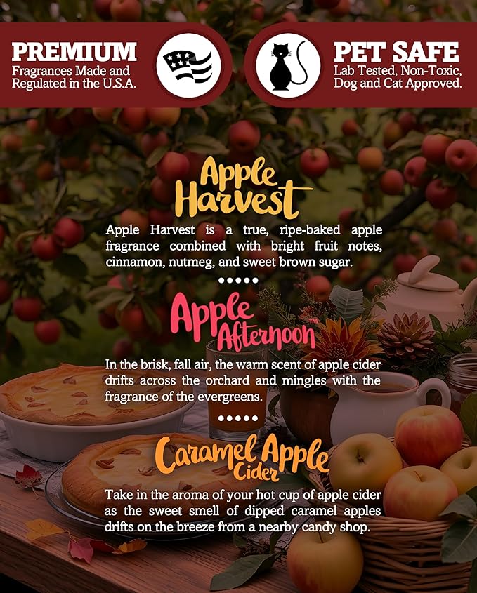 Shortie's Candle Company Apple Wax Melts Variety Pack - Apple Harvest, Caramel Apple, Apple Afternoon - Formula 117-3 Highly Scented 3 Oz. Bars - Made with Natural Oils - Apple Warmer Wax Cubes