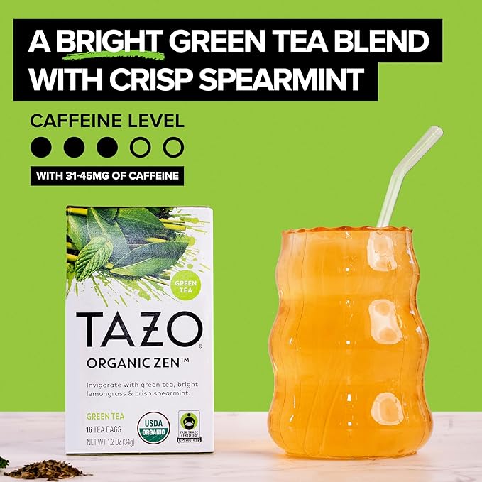 TAZO Tea Bags, Regenerative Organic Zen, Calm Chamomile & Herbal Organic Dream 16 CT (1ea) (Variety Pack)