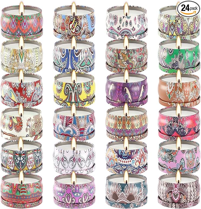 24 Pack Christmas Scented Candles Set for Home, Relaxing Stress Relief, Aromatherapy - Natural Soy Wax and Fragrance - Gifts for Women, Mom, Best Friend, Wife, Birthday
