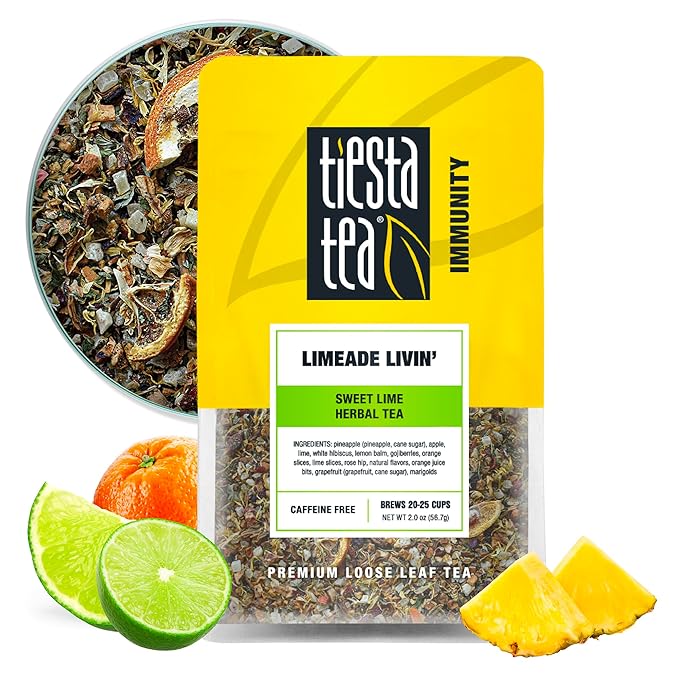 Tiesta Tea - Limeade Livin, Loose Leaf, Sweet Lime Herbal Tea, Non-Caffeinated Fruit Blend, Make Hot or Iced Up to 25 Cups, 2 oz Resealable Pouch