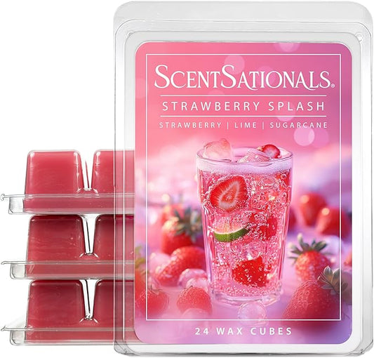 Scentsationals Wax Melts, Wax Cubes Strong Scent – Soda Collection Strawberry Splash – Long Lasting Scented Melts for Warmer, 10oz (24-Cubes)