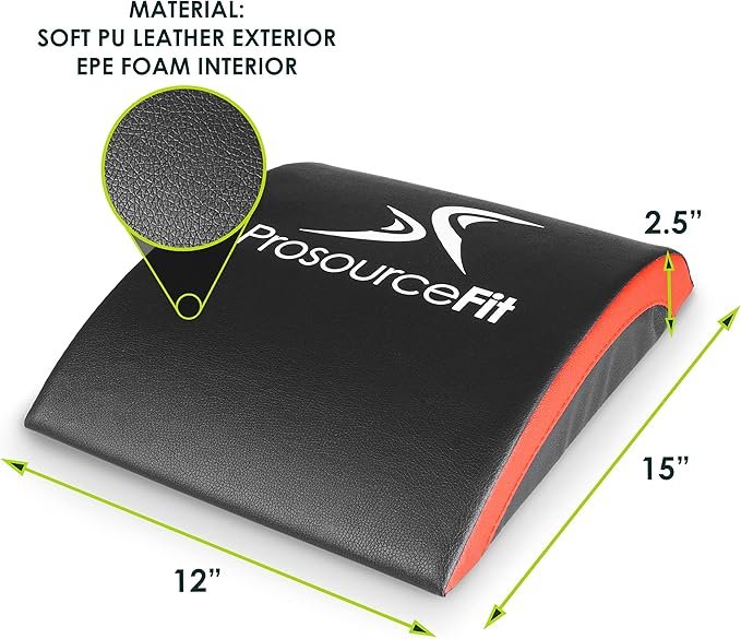 ProsourceFit Abdominal AB Mat 15" x 12" High Density Core Trainer, Black/Yellow