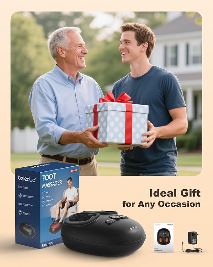 Beleduc Shiatsu Foot Massager with Heat,Compression and Deep Kneading for Plantar Fasciitis,Fits Up to Size 14,Gifts for Women & Men