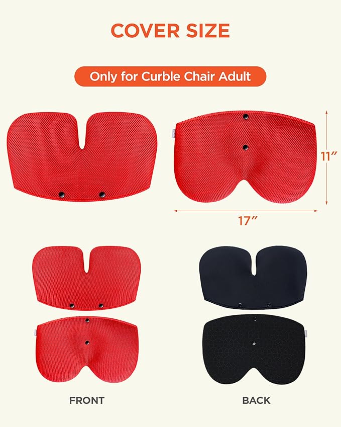 curble Grand Cover, Detachable Cover for Adult Chair, Ergonomic Chair Back Support and Lumbar Support (Red)