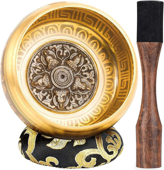 Tibetan Singing Bowls, Authentic Meditation Sound Bowls Handcrafted in Nepal for Yoga, Chakra Healing, Mindfulness, Self Care Spiritual Gifts for Women