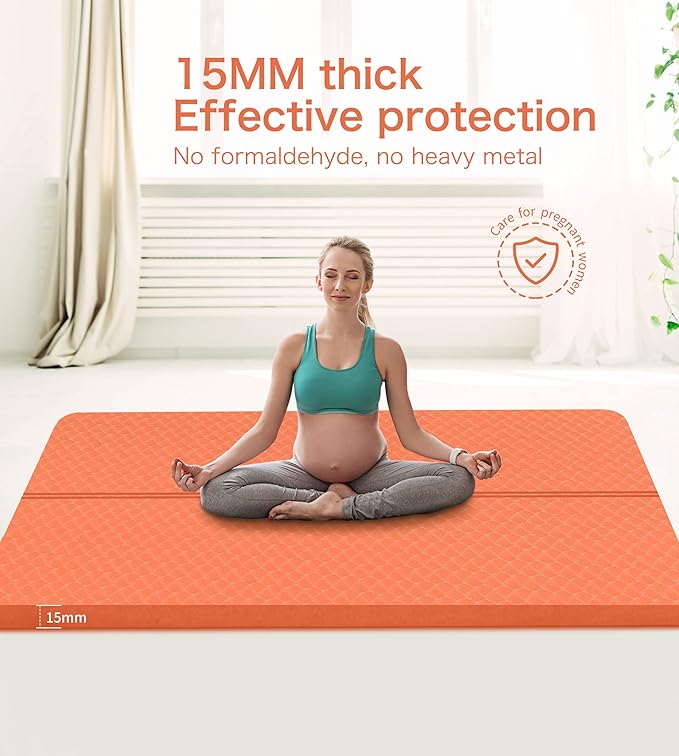 nuveti Large Exercise Mat - 15mm/20mm/30mm Thick Yoga Mat | Workout Mat for Fitness, Yoga, Pilates, Stretching & Floor Exercises for Women & Men with Free Carrying Bag