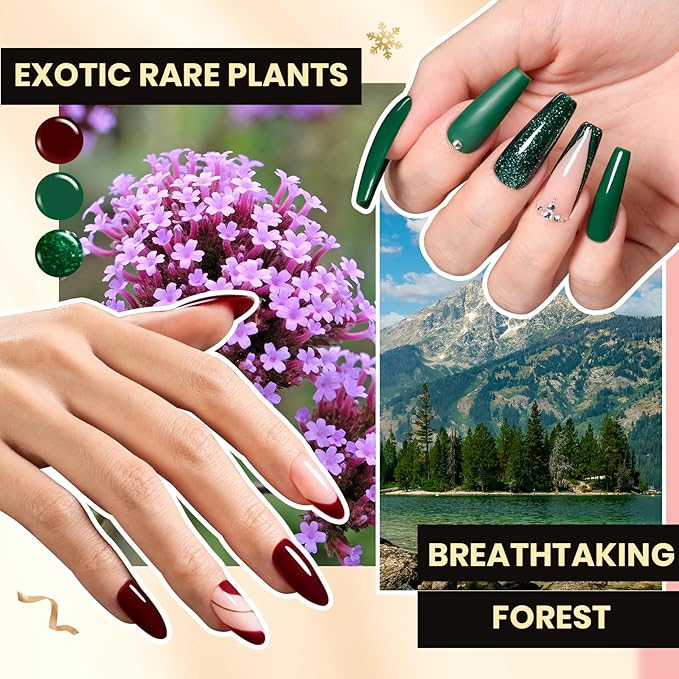 Beetles Gel Nail Polish Kit with U V Light - 68 Pcs Nails Kit 45 Colors Winter Christmas Gel Polish Set Mystic Wonderland Soak Off Red Green Nude DIY Manicure Nail Salon Gifts for Women Teens Girls