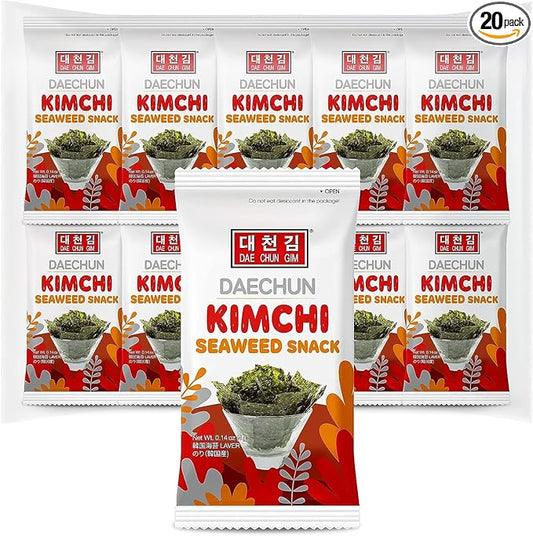 CHOI's 1 Kimchi Seaweed Snacks / (20 Pack) / Product of Korea/Kimbap, Gimbap, Keto, Gluten Free, Full of Fiber, Vitamin, Mineral, High protein snack