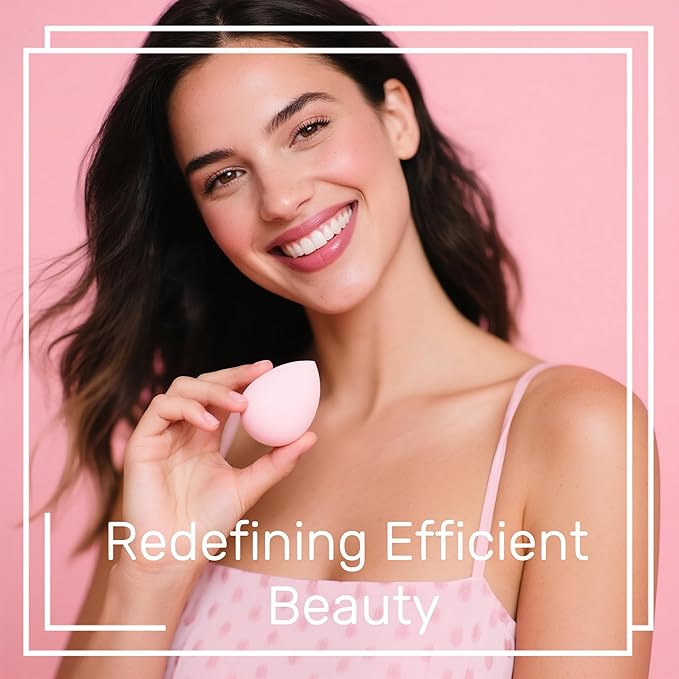 Makeup Sponge Set BS-MALL with Storage Case 7 Pcs for Liquid, Cream, and Powder,SAVE Foundation with 1 Mini Makeup Sponge For Travel Daily Use (A-Pink）