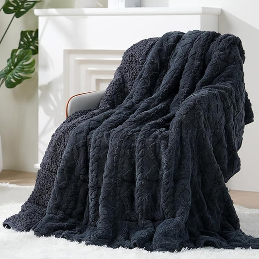 Super Fuzzy Soft Sherpa Fleece Weighted Blanket, 15 lbs Dual Sided Fluffy Heavy Weighted Blankets for Adults - No Bunching with Double Layers of Soft Inner Lining (48"x 72", 15 Pounds)
