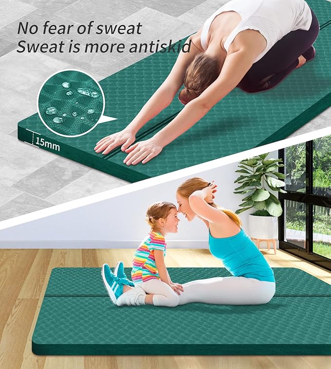 nuveti Large Exercise Mat - 15mm/20mm/30mm Thick Yoga Mat | Workout Mat for Fitness, Yoga, Pilates, Stretching & Floor Exercises for Women & Men with Free Carrying Bag