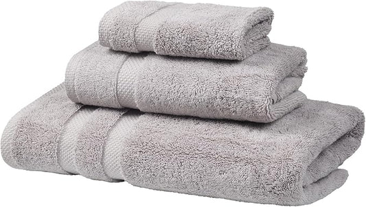 SOFE H&L | Olea Luxury Turkish Cotton Bath Towels Set of 3 : 1 Bath Towel, 1 Hand Towel, 1 Wash Cloths, Cool Gray |Thick, Premium, Soft, Durable, Absorbent - Hotel Quality Towel Sets for Bathroom