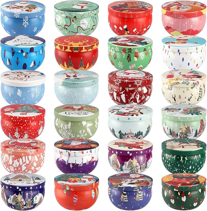 24 Pack Christmas Scented Candles Gift Set for Woman, Jar Candle, 2.5 oz Soy Wax Tin Candle-Ideal Gift for Travel Home Décor